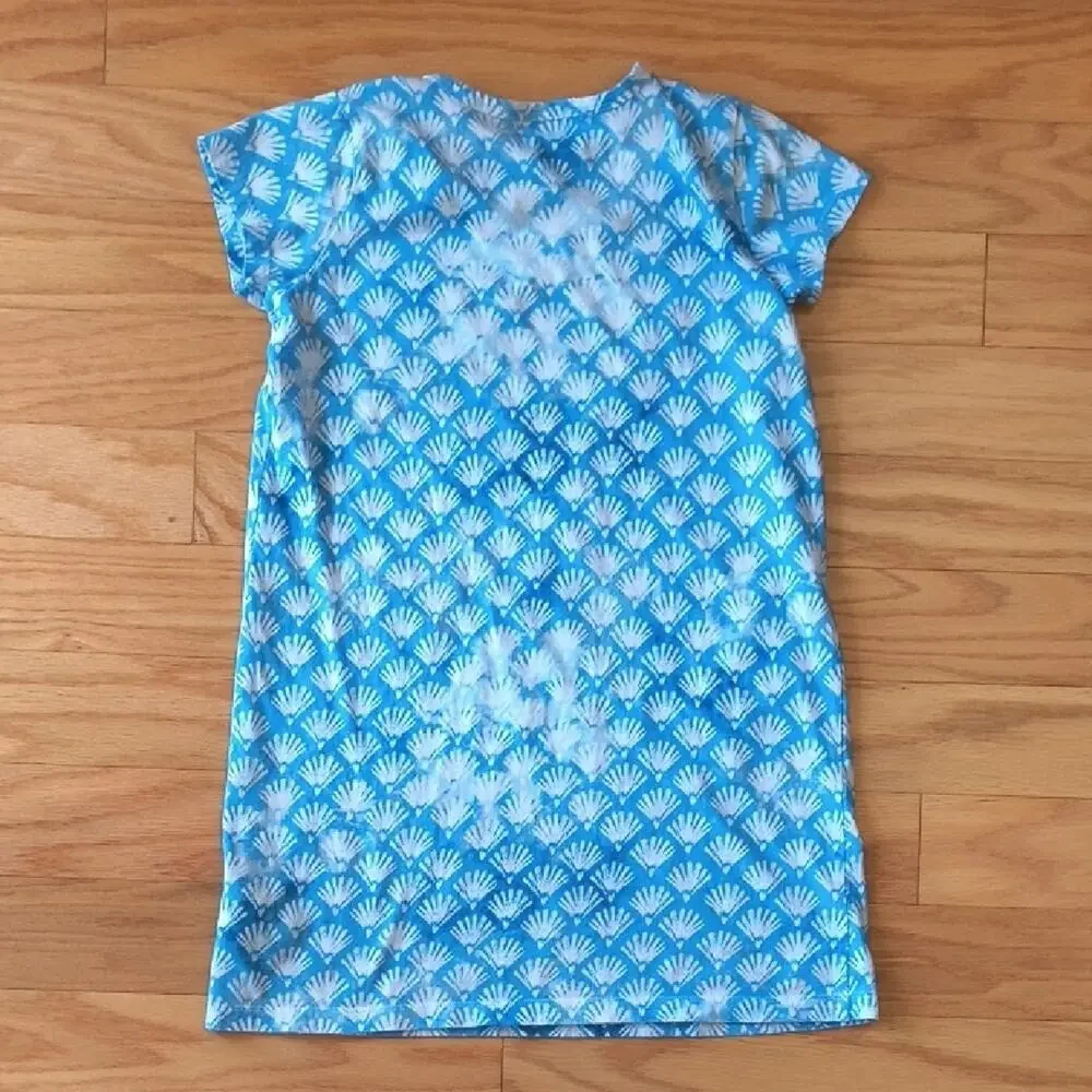 Crewcuts, Ocean Blue Seashells Cotton Shiftdress, Size 8-9 Good-stain